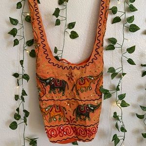 Orange elephant printed bag